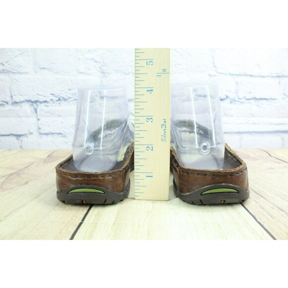 Earth Brown Leather Slip-On Casual Comfort Summer Flat Sandals Size 8 - Picture 6 of 8